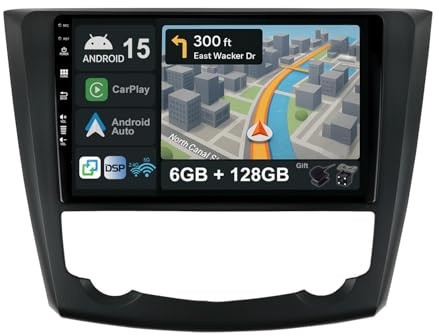 [6+128G] 9 bilradio för Renault Kadjar 2015-2019 Android 15 med Wireless Carplay Android Auto DSP Wifi GPS Navi Bluetooth 5.0 FM MirrorLink 360 Kamera-Ingår Backkamera+MIC