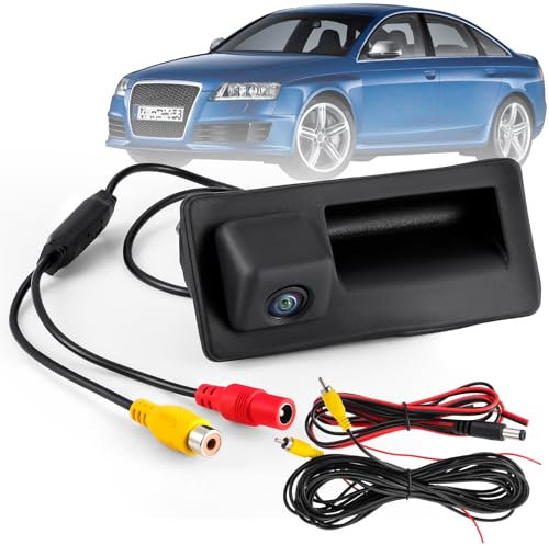 GEAREVER HD 720P Rückfahrkamera, Auto Rückfahrkamera passend für Audi A4L A5 A3 Q3 Q5 RS6 passend für VW Passat Tiguan Jetta Sharan Touareg Lavida Skoda mit Kofferraumgriff