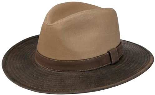Stetson CHAPEAUSHOP Twotone Chapeau Traveller Cowboy Protection UV 40 Bande en Cuir Homme Toutes Saisons