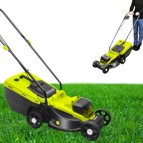 Glowdora Tondeuse À Gazon sans Fil, Coupe Haute Vitesse 3400 TR/Min, Taille De Coupe 33 Cm, avec Double Batterie, Bac De Ramassage d'herbe De Grande Capacité 45 L, Faible Bruit, Vert.