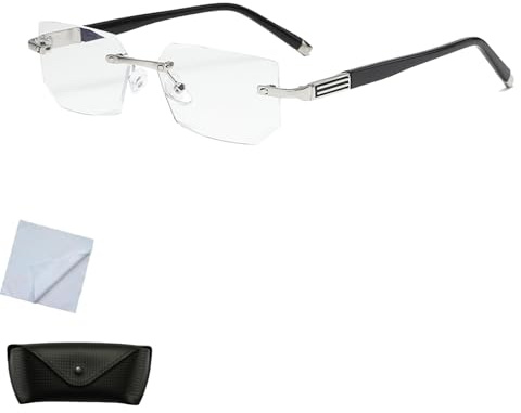 Générique Lunettes de vue, nouvelles lunettes de presbytie intelligentes anti-lumière bleue 2025, lunettes de vue comme à la télévision, pour hommes et femmes (Silver,+3/300)