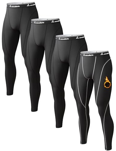 Lot de 1, 2, 4 pantalons thermiques pour hommes Long Johns doublés polaire Leggings de compression athlétiques Sous-vêtements bas, Taille S