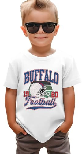 GLIGLITTR Toddler Football Shirt for Boys Girl American Football Tshirt Team Sports Fans Lover Outfits Kids Game Day Tee Tops(White,3-4T)