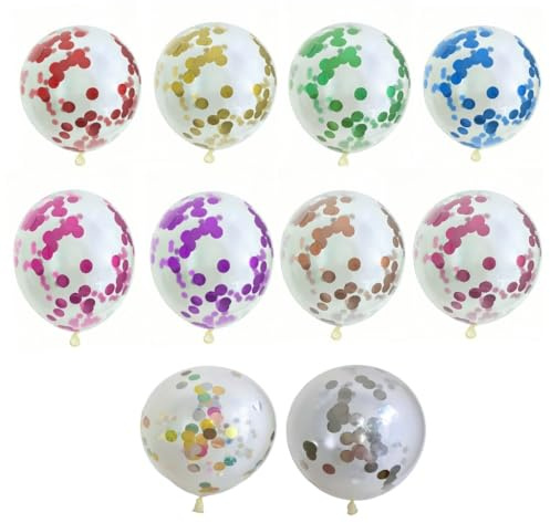 YMHYHC Multicolor Confetti Balloons,50 Pcs 12 Inch Clear Balloons with Multicolor Confetti Inside,for Graduation Wedding Birthday Baby Shower Party Decorations