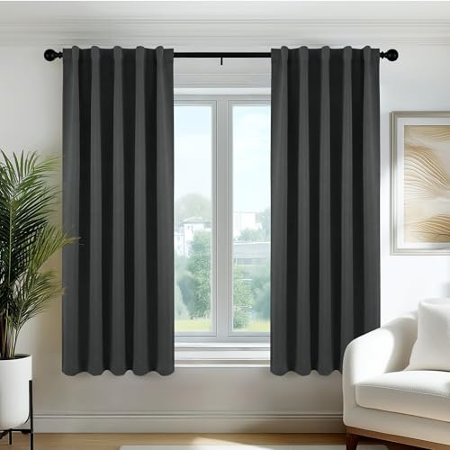 Deconovo Cortinas Opacas Térmicas Aislantes del Frío y del Calor para Ventanas, Cortinas para Salón y Dormitorio, 3 Modos de Montaje, 70 x 150 cm, Gris Oscuro, 2 Paneles