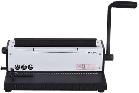 Machine à relier, Machine de reliure à spirale manuelle TD-1200 for métal, 34 trous de perforation, for classeur, album photo, documents papier A4, perforatrice