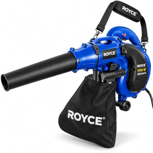 Aspirafoglie Elettrico da Giardino 3 in 1 Aspiratore Trituratore e Soffiatore - Soffia Foglie Potenza 1050W con Serbatoio di Raccolta 2L Rotelle e Tracolla per Manutenzione Spazi Esterni