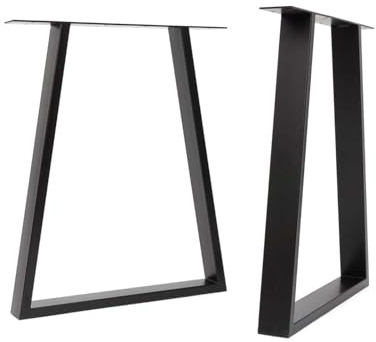 The Hairpin Leg Co. Trapezium Metal Table Legs, 71 x 58cm, Black | Desk/dining; powder coat; 75x25mm box section steel; TIG welded; 2 legs; screws, floor protectors & build guide; indoor only