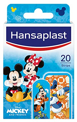 Hansaplast Mickey & seine Freunde Kinderpflaster (20 Strips), Wundpflaster mit bunten Disney Motiven zum Aufmuntern, schmerzlos zu entfernendes Pflaster