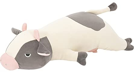 Nemu Nemu Animals 6243003 Plüschtier, Kuh Molly, Kuscheltier, extra weich und kuschelig, Stofftier, Designed in Japan, Kuschelkissen, Größe L, 53 cm