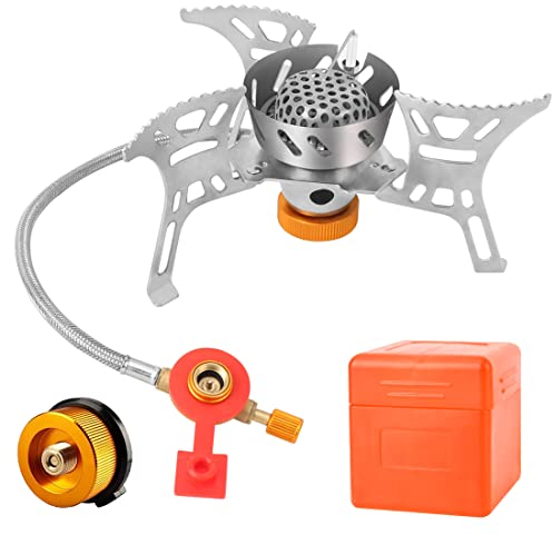 Lively Life Fornello da Campeggio da 3900 W con Accensione Piezoelettrica, Piccolo, Pieghevole, Antivento, Compatto, Durevole, con Scatola per il Trasporto, per Trekking, Picnic, Esterni