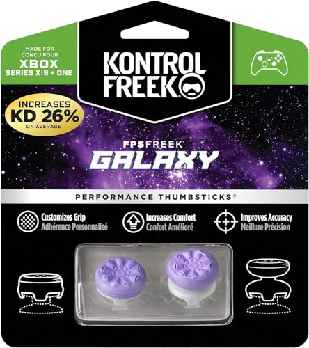 KontrolFreek FPS Freek Galaxy Purple pour Manette Xbox One et Xbox Series X | Manettes de Performance | 1 Taille Haute, 1 mi-Haute | Violet