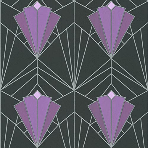 Full Roll Isadora Purple Silver Wallpaper Paste The Wall Glitter Textured Vinyl