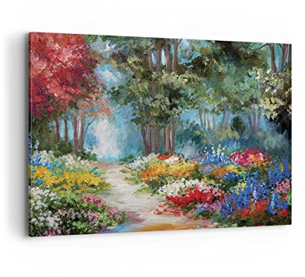 Cuadros Decoracion Salon Impresionismo Naturaleza Bosque Lienzos decorativos 120x80cm Cuadro Sobre Lienzo Moderno Dormitorio Cuadros Pared Imágenes Wall Art Prints Decor Grande XXL AA120x80-4271