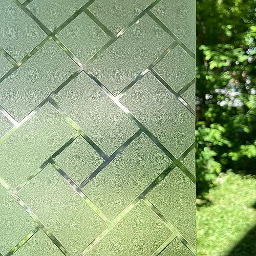 Qualsen Privacy Film - Frosted Glass Window Film, UV Protection, Non-adhesive Static Cling for Bathroom & Home Office (White,60x200cm)