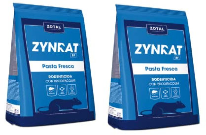 Zotal | Pack 2 | Zynrat® BF Pasta Fresca | Caja de 300 Gramos (2 Bolsas de 150 gr) | Veneno para Ratas | Veneno para Ratones | Matarratas Potente y eficaz | Uso domestico