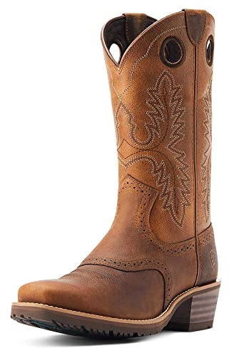 ARIAT BMVY9 Mens Hybrid Roughstock Square Toe Western Boot Sorrel Crunch 10 Wide