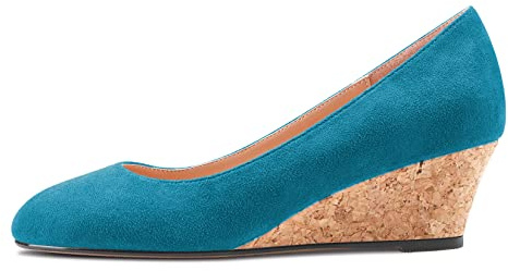 Saekcted Women Chunky Block Wedge Heel Close Square Toe Slip-on Pumps Court Shoe Classic Cute Dress Party 5 CM Heels Shoes Green 4 UK