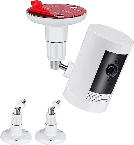 PAIKIUU Support de Caméra Mural Adhésif 2pcs - Anneau de Montage 360 Degrés Réglable Sans Perçage Ni Vis pour Surveillance