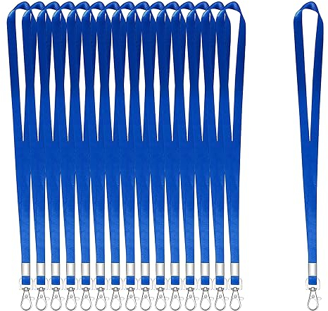 50 Stück Schlüsselbänder für Ausweise, Blau, Schlüsselband mit Clip, Umhängeband mit Abzeichen-Clip, Bulk Lanyards für Hals, Namensschild-Halter