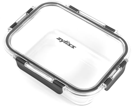 Zyliss 1L Glass Container, Shatterproof Glass, Airtight Food Storage Box with Sealable Lid, Microwave Safe, BPA Free, Freezer Safe, Fridge Storage, Food Container, 21cm x 16cm x 7cm