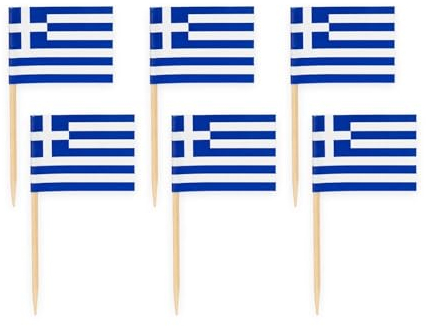 Deko * GRIECHENLAND * für Party und Geburtstag | Dekoration Partydeko Länderparty EM WM Greece Flagge, Edition: Flaggenpicker, 50 Stück