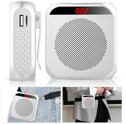 Sprachverstärker Tragbar, Wiederaufladbares Lautsprecher mit Mikrofon Headset, Bund, 2200mAh Batterie, Mini Kabellos Stimmverstärker für Trainer Lehrer Tourführer Tagungen usw.