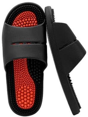 Pantofole massaggianti agopressione per massaggio terapeutico,piedi akupoint massaggio shiatsu arch dolore sollievo antiscivolo, per vasca da bagno e doccia(Size:EU 40/41,Color:Nero)