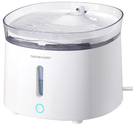 Homerunpet Katzenbrunnen mit Super leiser Kabelloser Pumpe, BPA-freier Trinkbrunnen für Katze, Leicht zu Reinigender Wasserbrunnen mit Smart LED und Aktivkohlefilter, Leicht Nachzufüllen, 2L