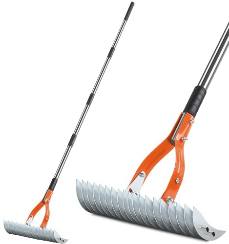 Niovrooro Thatch Rake,15 Lawn Dethatcher Rakes,Dead Grass Remover,Manual Dethatching Rake with Adjustable Length Handle,Scarifier Rake,Thatching Rakes for Lawns Grass Loosening Soil