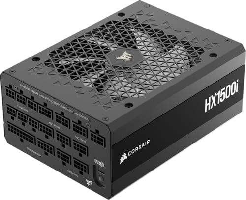 CORSAIR HX1500i (2025) Fuente de Alimentación ATX Ultra Silenciosa Totalmente Modular con Cable 12V-2x6 – Compatible con ATX 3.1 y PCIe 5.1, Eficiencia Cybenetics Platinum – Negro