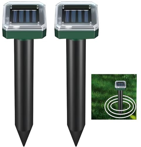 Dozylive Lot de 2 Répulsif Solaire Anti Taupes, Repulsif Contre Les Insectes D'extérieur pour Serpent, Taupe Ultrason Solaire Résistant Aux Intempéries pour Campagnol Gopher et Autres Animaux