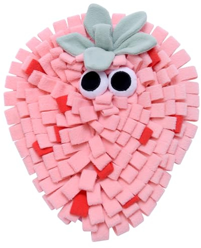 PLUSHCEWT Snuffle Mat for Dogs,Food Sniffing Feeding Mat Pet Snuffle Mat,Interactive Feeding Game Toy for Dogs,Natural Foraging Skills,Slow Feeding Puppy Training Mat for Dog (Pink Strawberry)