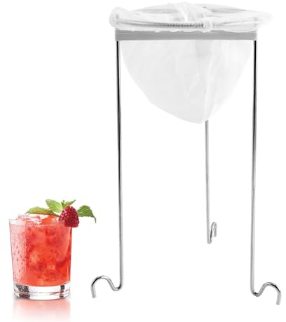 Jelly Strainer Stand, Reusable Mesh Filter Bags & Stainless Steel Sieve Stand Kit for Straining Nut Milk Cheese Juice Greek Yogurts