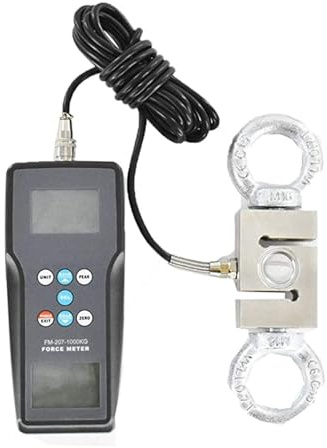 YQVEOT Medidor de Fuerza Digital, Medidor de Fuerza de Empuje y tracción con Sensor Externo, Rango máximo de Fuerza 1000 Kgf 9800N 2200 Lbf, Pantalla LCD, Memoria de Datos