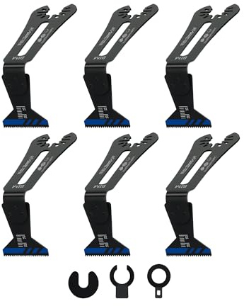 Hojas de Sierra Oscilante de Bimetálico 6 Piezas - Cuchillas Multiherramienta Oscilante Accesorios en ángulo de 90°Para Cortar en Espacios Reducidos y Esquinas, Compatible con Dewalt Makita Parkside