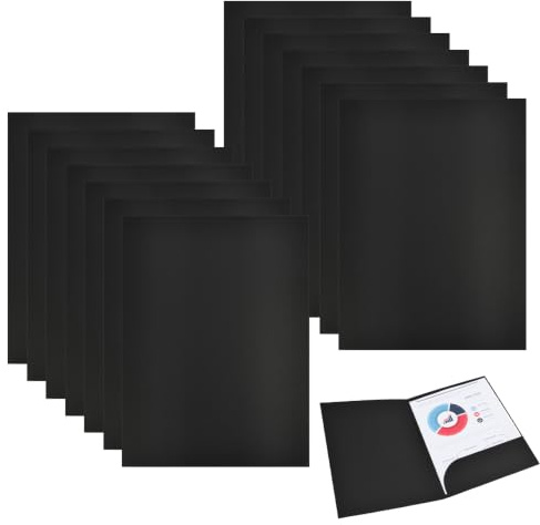 Lot de 15 chemises de présentation A4 en carton noir | Pappordner Chemise d'offre en carton A4 avec fentes pour cartes, classeur A4 avec poche pour bureau, école, maison