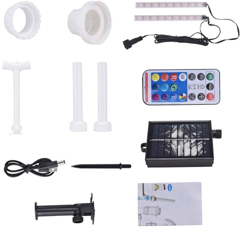 Bnineteenteam Fontana per Piscina Solare, Ad Energia Solare con Luci a LED, Getto d'acqua a Doppia Testa per Piscine Interrate, Laghetti da Giardino e Nuoto Notturno