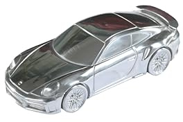 TEILECOM Porsche 911 992 Turbo – modellbil/brevtyngare, silver/krom