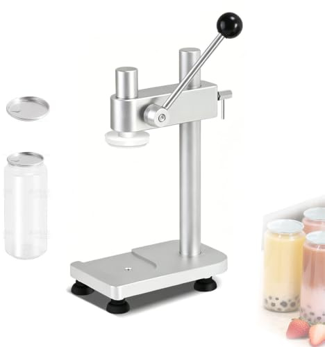 Manuell burktätningsmaskin med justerbar höjd, avtagbart krymphuvud och 100-pack med 500 ml flaskor och lock för öl, juice, kaffe, läskdrycker