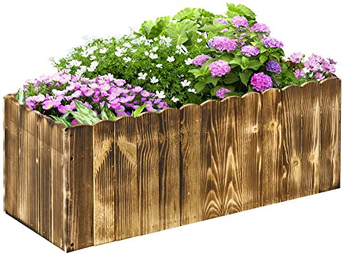 Outsunny Fioriera da Giardino Rettangolare per Piante e Fiori, Fioriera in Legno di Abete per Interni ed Esterni, 80x33x30 cm, color Legno