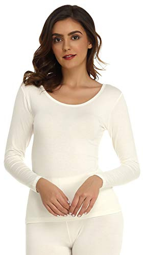 Mcilia Women's Ultrathin Thermal Modal Round Neck Baselayer Top