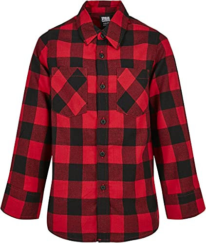 Urban Classics Boys Checked Flanell Shirt Männer Hemd schwarz/rot 146/152 100% Baumwolle Basics