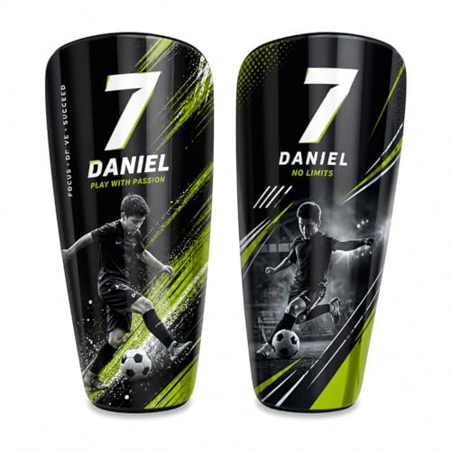 Wanapix | Espinilleras de Fútbol Personalizadas para Niños | con Foto, Nombre, Número y Texto | Protección Integral | Personalización Total - Talla S