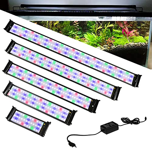 Izrielar RGB LED akvariebelysning, 10 W, justerbar timer, justerbar ljusstyrka, expanderbart stativ för akvarier 30–45 cm