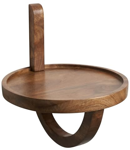 FineBuy Wandregal 30x33x30 cm Mango Massivholz Hängeregal Rund Modern, Design Nachttisch für die Wand, Regal Hängend, Akzentregal Wohnzimmer Braun