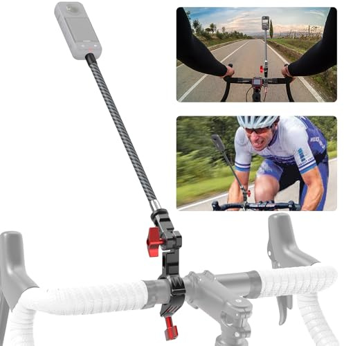 Cykel motorcykel styre montering för Insta360, tredje person cykelstyre selfiepinne montering med spärrgränssnitt kompatibel med Insta360 X4 X3 X2 X ONE RS R, GoPro, perfekt för att skjuta cykelvideo