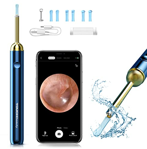 TOUCHBeauty Ohrenschmalz Entferner Otoskop, 1080P Wifi Ohrreiniger, IP67 Wasserdicht Otoskop Ohr, 360° Weitwinkel-Otoskopkamera, Kinder und Haustier (blau)