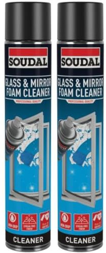 2x Soudal Glass & Mirror Aerosol Foam Cleaner 750ml