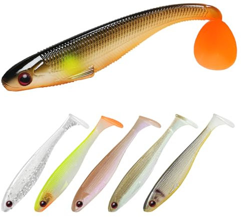 TRUSCEND Angelköder für Bass Forelle Köder Paddel Schwanz Swimbaits Weichplastik Angelköder Süßwasser Salzwasser Jigging Bass Crappie Walleye Lure Gear Angeln Geschenke für Männer